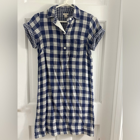 J Crew Womens Shirt Dress
Gingham Short Sleeve 100% Cotton
G4163 Blue White XXS - Picture 1 of 3